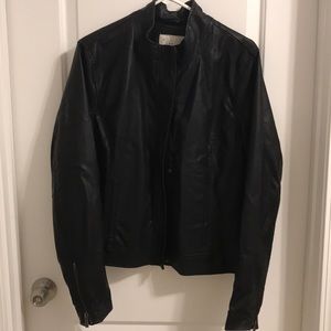Black faux leather moto jacket